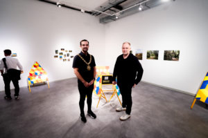 Lord Mayor of Belfast Councillor Micky Murray is pictured with Peter Richards, Golden Thread Gallery